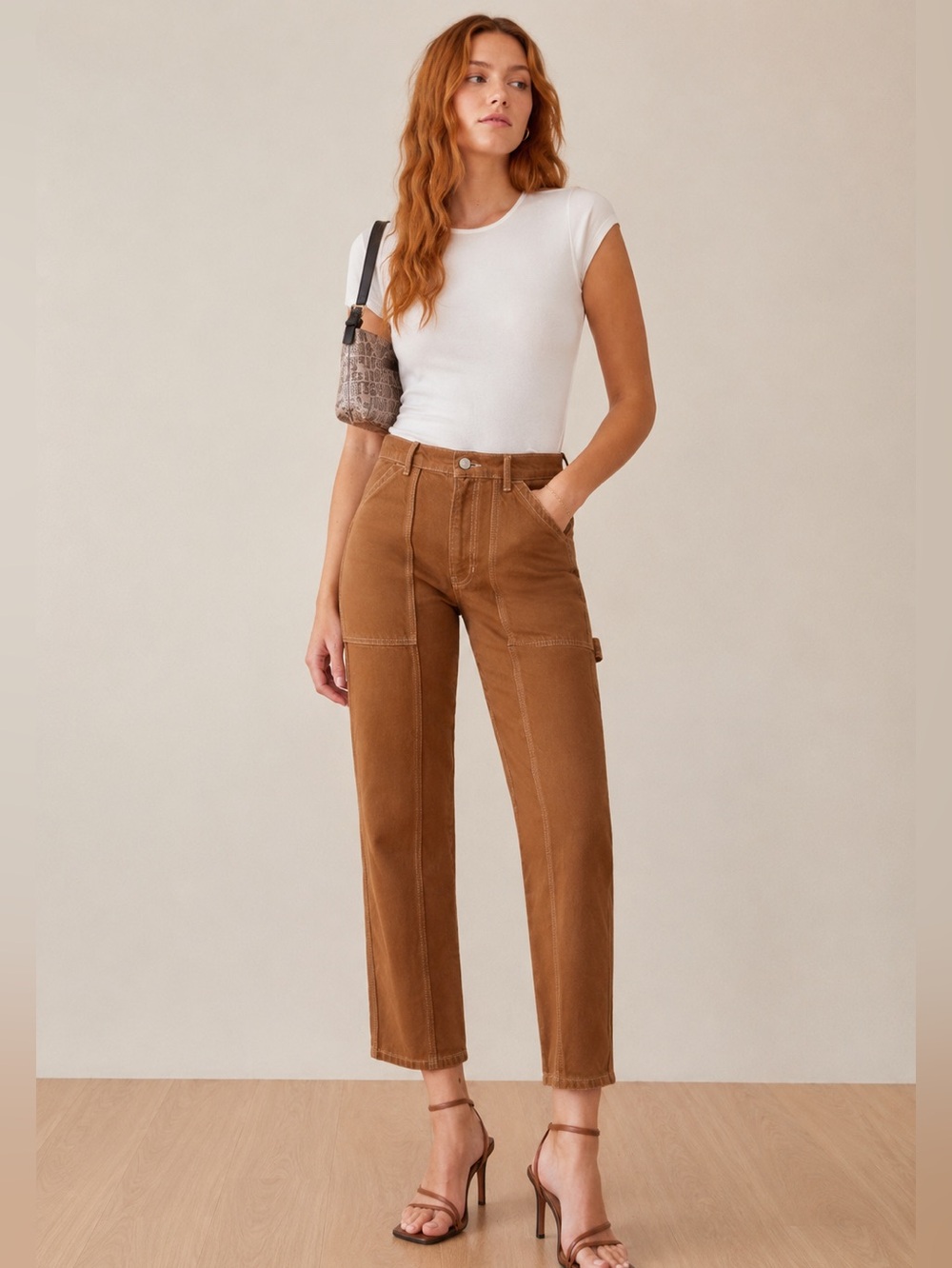 Reformation Kealy Carpenter High Rise Jeans Taos Brown 23